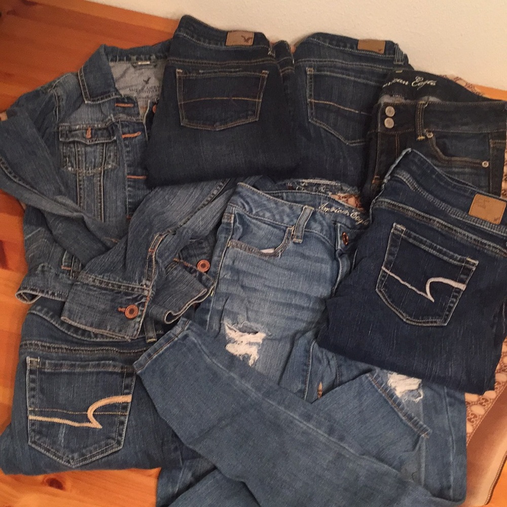 American Eagle Jacket & 5 pair Jeans + cutoffs
